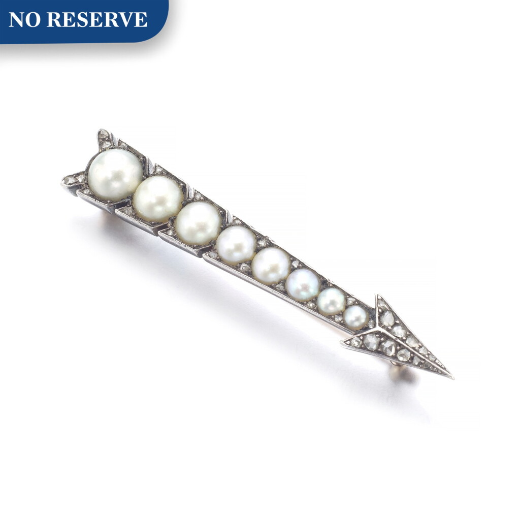 View full screen - View 1 of Lot 1142. Pearl and diamond brooch.