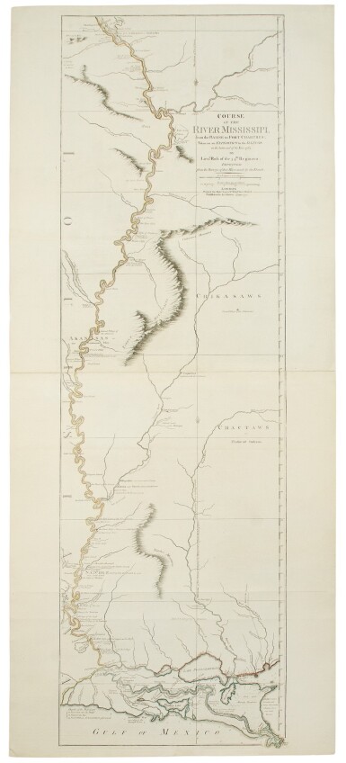 View full screen - View 1 of Lot 150. ROSS, LIEUTENANT | Course of the Mississippi from the Balise to Fort Chartres; taken on an Expedition to the Illinois in the latter end of the year, 1765. London: Robert Sayer, 1 June, 1775.