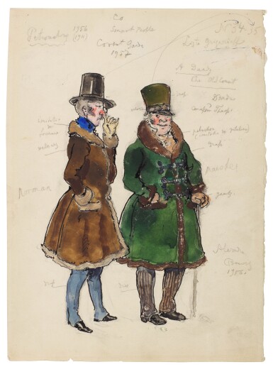 View full screen - View 1 of Lot 24. ALEXANDRE BENOIS | COSTUME DESIGN FOR A DANDY AND AN OLD COUNT IN STRAVINSKY'S PETRUSHKA.