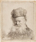Bust of an Old Man with a Fur Cap and Flowing Beard, Nearly Full Face (B., Holl. 312; New Holl. 82; H. 49)