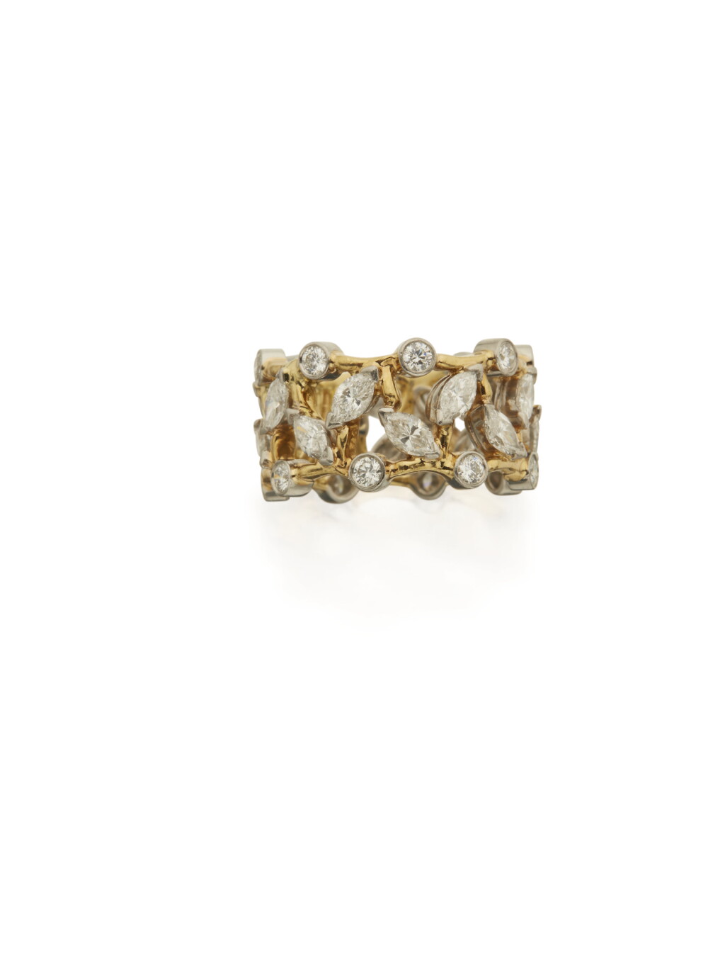 View full screen - View 1 of Lot 100. GOLD AND DIAMOND 'VIGNE' BAND RING, SCHLUMBERGER FOR TIFFANY & CO..