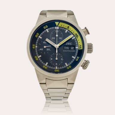 View full screen - View 1 of Lot 396. Reference IW3719-03 Aquatimer | A titanium automatic chronograph wristwatch with day, date, and inner rotating bezel, Circa 2005.