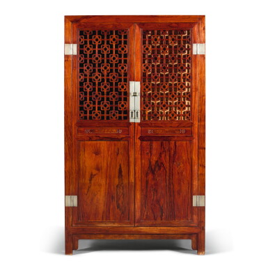 View full screen - View 1 of Lot 324. A HUANGHUALI SQUARE-CORNER TWO DOOR CABINET, LIGUI, 20TH CENTURY | 二十世紀 黃花梨立櫃.