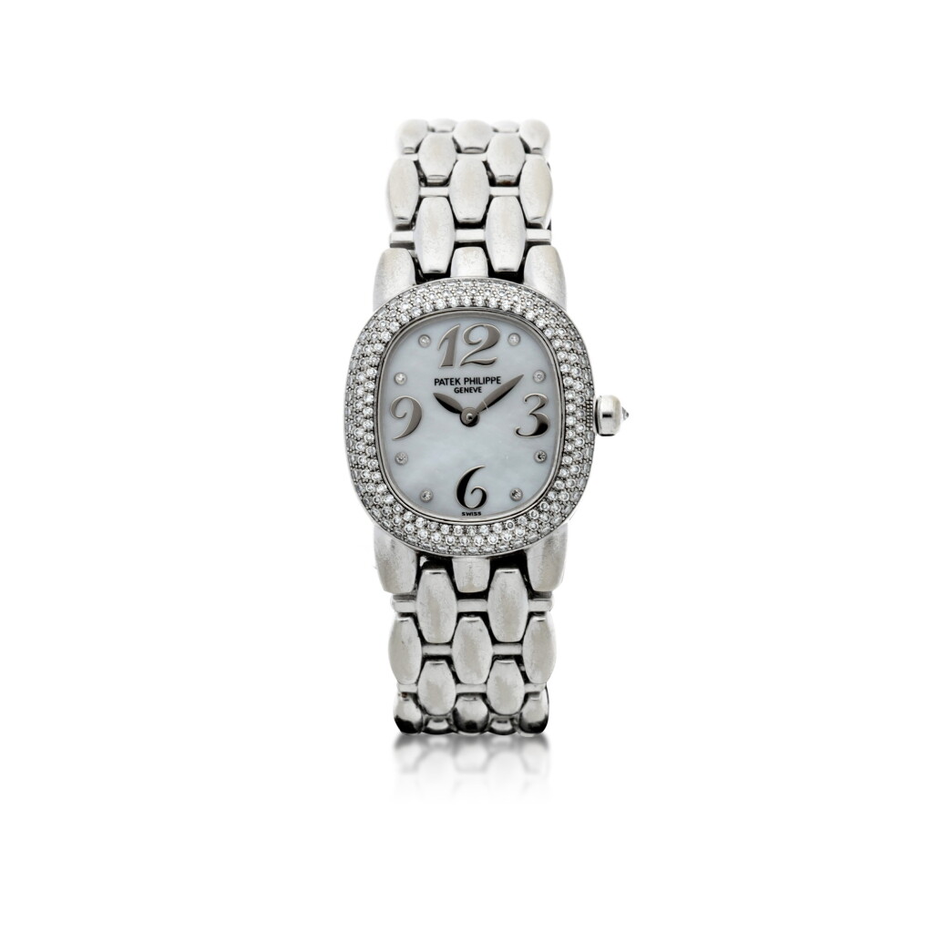 View full screen - View 1 of Lot 39. REFERENCE 4831/1 GOLDEN ELLIPSE A WHITE GOLD AND DIAMOND-SET BRACELET WATCH WITH MOTHER OF PEARL DIAL, MADE IN 2003.