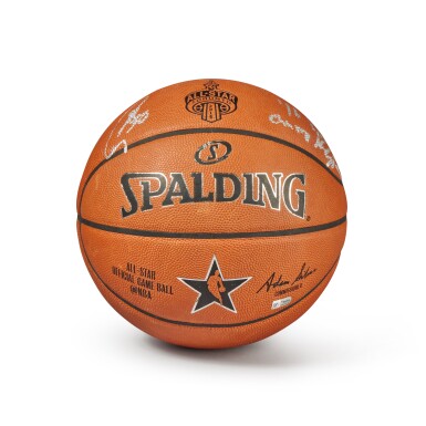 View full screen - View 1 of Lot 20. Kobe Bryant Game Used 2016 NBA All-Star Game Basketball | Kobe Bryant's Last All-Star Game | Signed by Steph Curry and Klay Thompson.