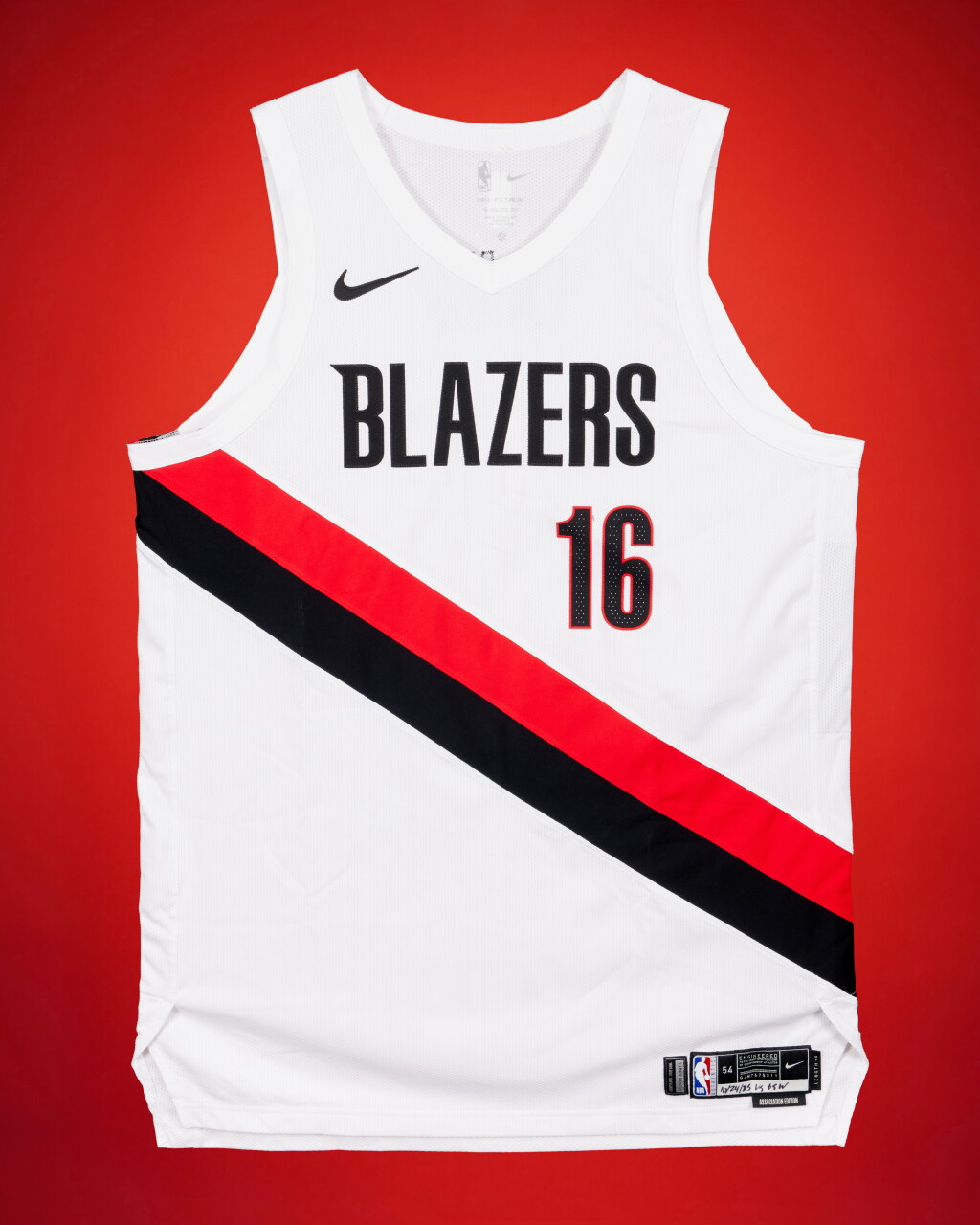 View full screen - View 1 of Lot 39. Yang Hansen Portland Trail Blazers 2025-2026 Game Worn Association Edition Jersey | 2nd Career Game.