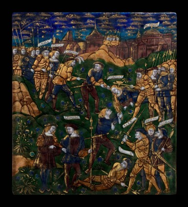 View full screen - View 1 of Lot 31. The Master of the Aeneid, French, Limoges, circa 1525-1530 | Plaque with Cassandra being put to Death.