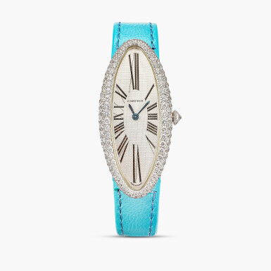 View full screen - View 1 of Lot 1655. Diamond 'Baignoire Allongée' Wristwatch | 卡地亞 | 鑽石 'Baignoire Allongée' 腕錶.