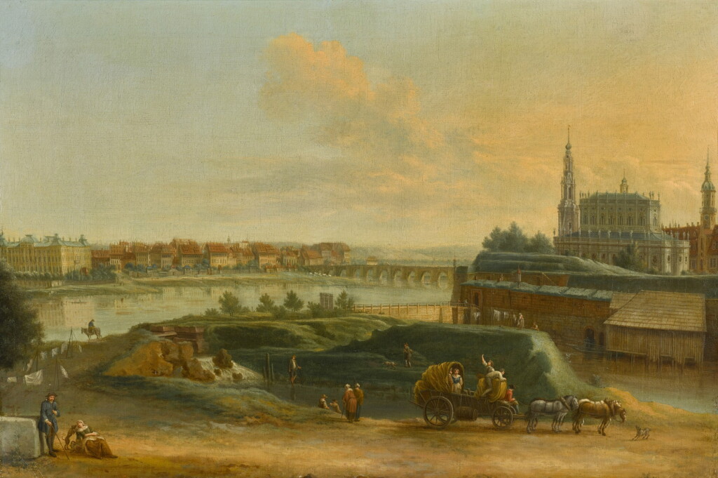 View full screen - View 1 of Lot 101. Dresden, a view from the left bank of the Elbe with the Augustus Bridge and the Hofkirche.