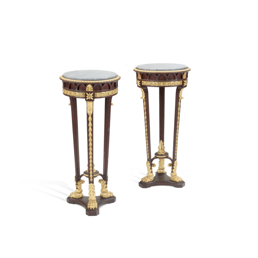 View full screen - View 1 of Lot 9. A pair of Italian parcel-gilt and painted jardinières, Royal Workshops, Turin, late 18th century.