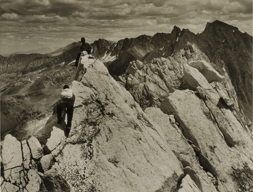 View full screen - View 1 of Lot 55. Climbing Blacksmith Peak, Sawtooth Ridge, Sierra Nevada, California.