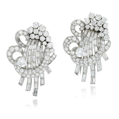 View full screen - View 1 of Lot 145. RETAILED BY ASPREY & CO. | DIAMOND DOUBLE CLIP BROOCH .