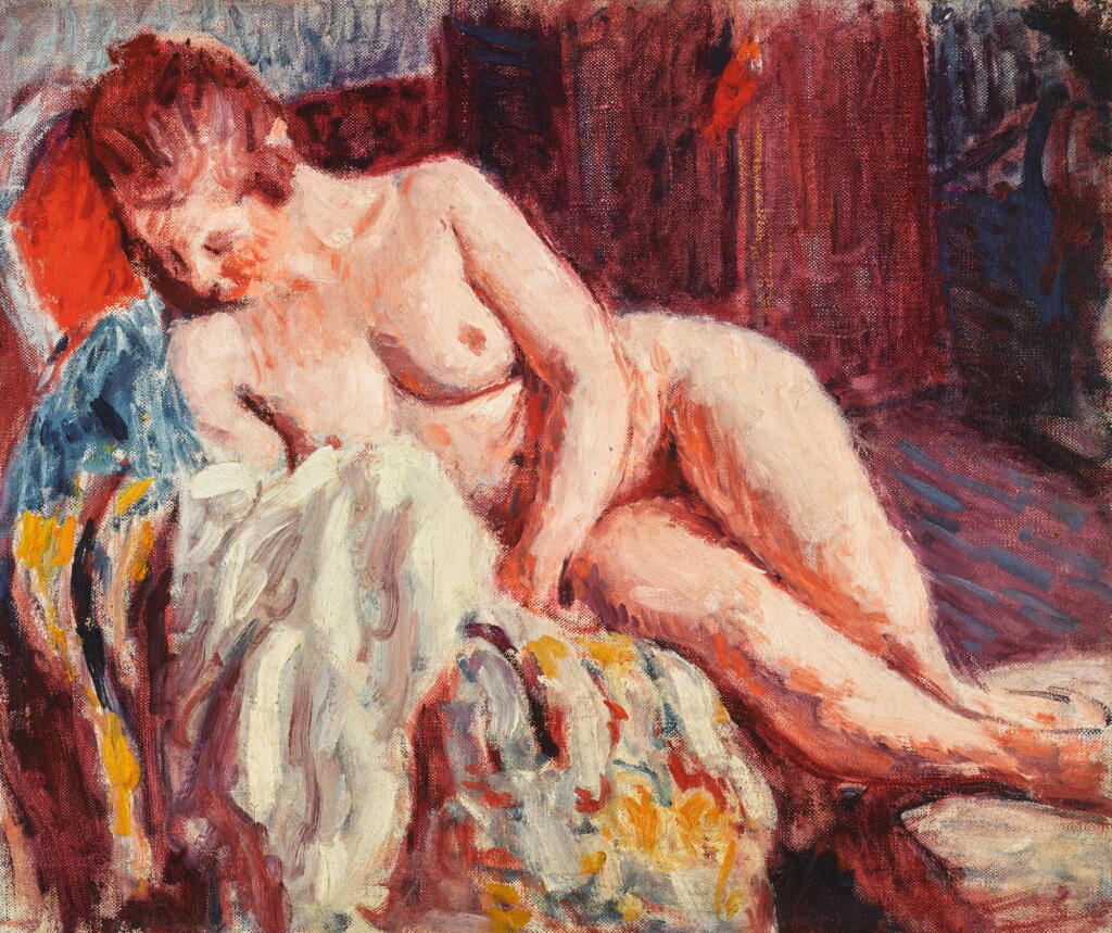 View full screen - View 1 of Lot 41. RODERIC O'CONOR | NUDE RECLINING IN AN ARMCHAIR.