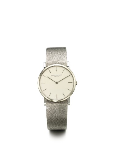 View full screen - View 1 of Lot 42. AUDEMARS PIGUET | A WHITE GOLD WRISTWATCH WITH BRACELET CIRCA 1985.
