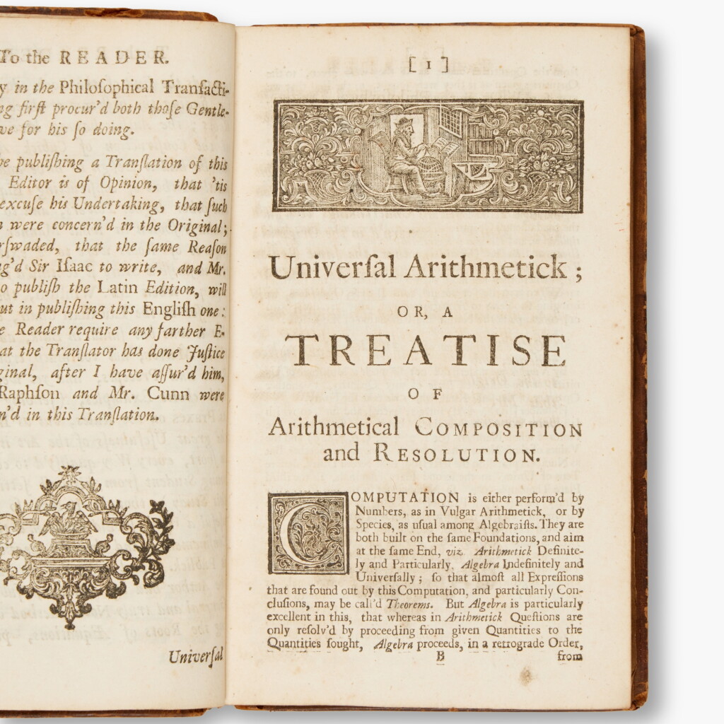 View full screen - View 1 of Lot 111. Newton, Isaac, Sir | Universal arithmetick …, London, 1720, first edition in English, contemporary calf.