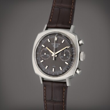 View full screen - View 1 of Lot 471. Reference 9220 NT Camaro | A stainless steel cushion-shaped chronograph wristwatch, Circa 1970.