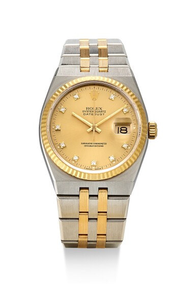 View full screen - View 1 of Lot 8063. ROLEX | DATEJUST, REFERENCE 17013, A YELLOW GOLD, STAINLESS STEEL AND DIAMOND-SET WRISTWATCH WITH BRACELET, CIRCA 1986.