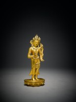 A Gilt Copper Alloy Figure of Vajrapani, Tibet, circa 15th Century