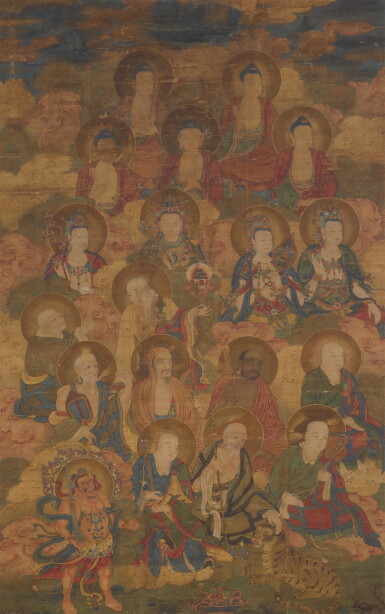 View full screen - View 1 of Lot 127. Anonymous, Buddhas, Bodhisattvas, Arhats and a Vajrapani Ming dynasty .