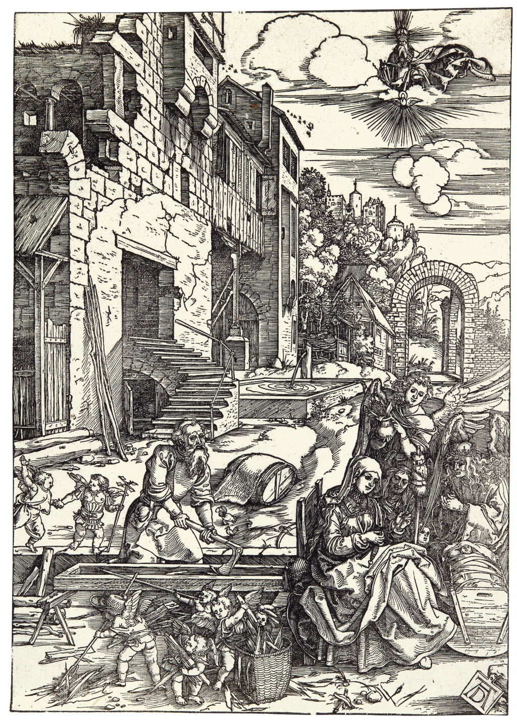 View full screen - View 1 of Lot 28. ALBRECHT DÜRER | THE HOLY FAMILY IN EGYPT (B. 90; M., HOLL. 202).