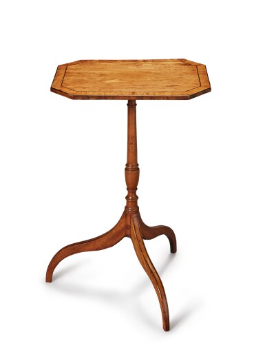 View full screen - View 1 of Lot 212. A GEORGE III SATINWOOD INLAID TRIPOD TABLE, CIRCA 1800.