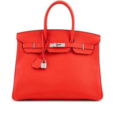View full screen - View 1 of Lot 34. Rouge Vif Togo Birkin 35 Palladium Hardware, 2011.