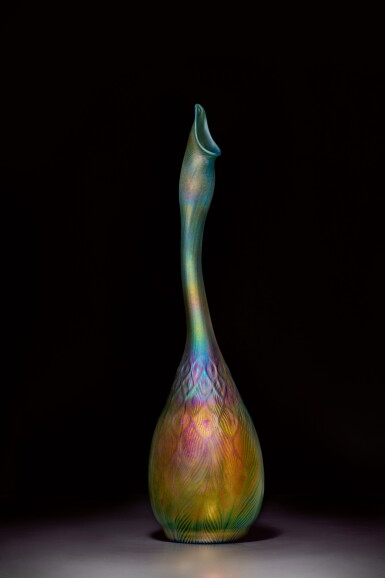 View full screen - View 1 of Lot 210. "Peacock Feather" Gooseneck Vase.