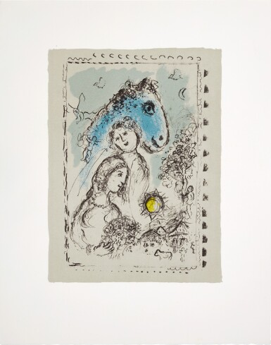 View full screen - View 1 of Lot 75. MARC CHAGALL | CHEVAL BLEU AU COUPLE (M. 993).