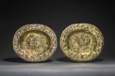 View full screen - View 1 of Lot 66. A pair of Germanic silver-gilt dishes, unmarked, possibly mid-17th century.