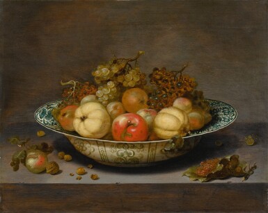 View full screen - View 1 of Lot 17. JOHANNES BOUMAN | STILL LIFE OF FRUIT IN A KRAAK BOWL, ON A LEDGE.