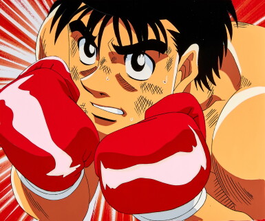 View full screen - View 1 of Lot 76. Ippo Makunouchi Animation Cel with Douga and Printed Background | 幕之內一步賽璐璐,線稿及印刷背景.