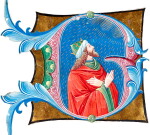 Illuminated Initial, C15th | King David gazing up to the Heavens, historiated initial ‘G’ from an Antiphonary on vellum, illuminated by Baldassare Coldiradi, Italy (Cremona), c. 1480-1490