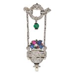 Diamond and Gem-Set Pendant-Watch, France