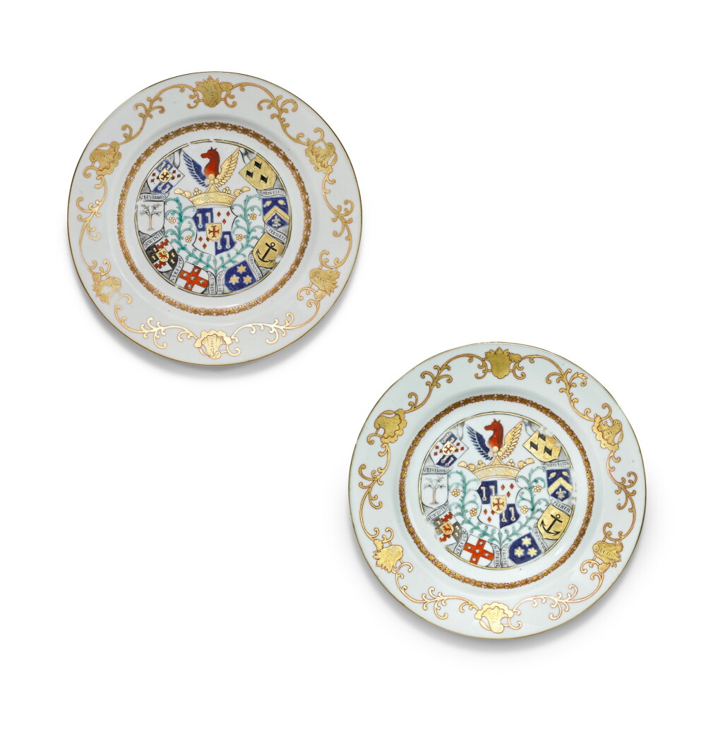 View full screen - View 1 of Lot 297. A pair of armorial plates for the Dutch market, Qing dynasty, circa 1745.