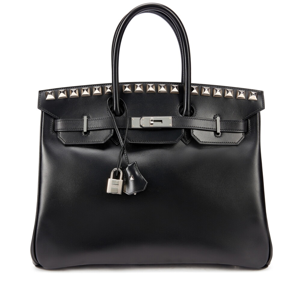 Voir en plein écran - Voir 1 du lot 908. Kelly Chen's Collection: Black Box Clou Medor Rockstud HSS Birkin 35 Palladium Hardware, 2011.