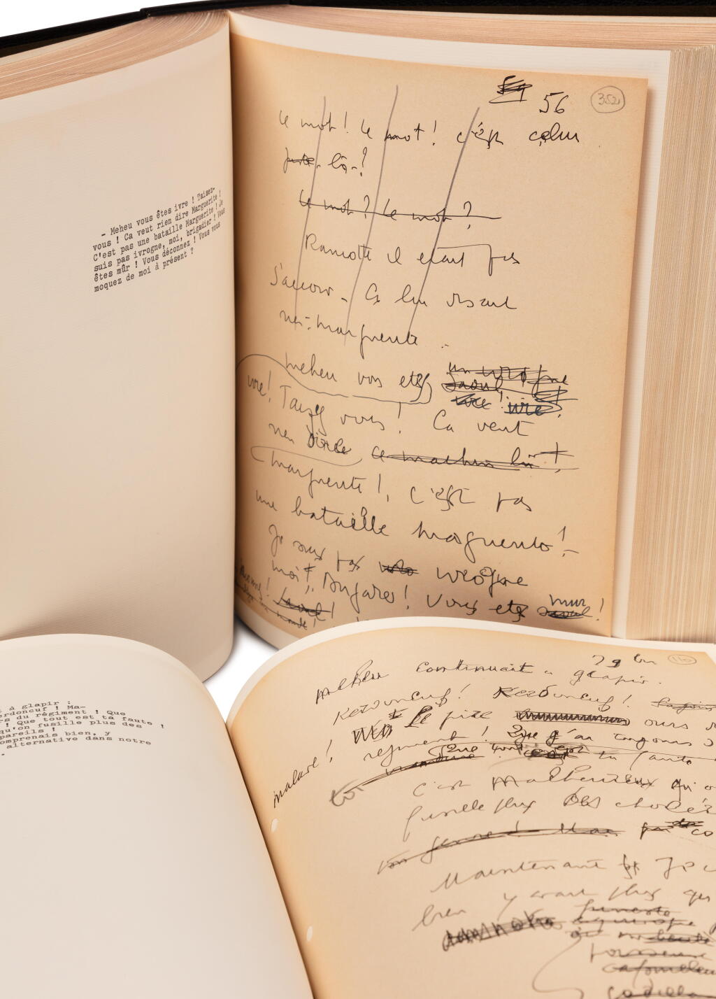 View full screen - View 1 of Lot 34. Casse-pipe. 1936-1937. Très important manuscrit autographe de 646 pages. Ayant servi à l’édition originale de 1949. Avec fragments qui ne furent publiés qu’en 1988..