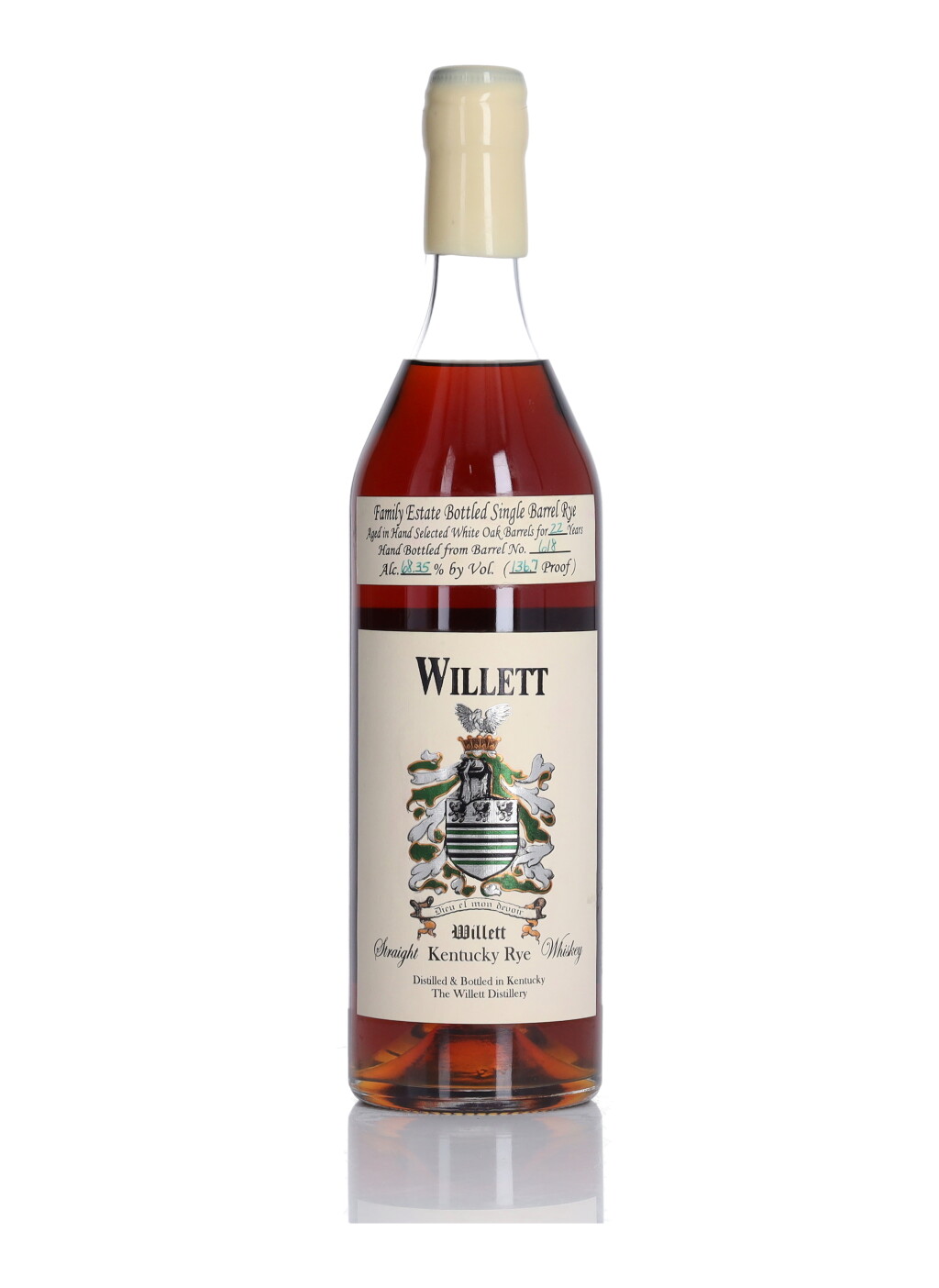 View full screen - View 1 of Lot 204. Willett Family Estate Single Barrel Rye #618 "Doug's Green Ink" 22 Year Old 136.7 Proof 1984 (1 BT 75cl).