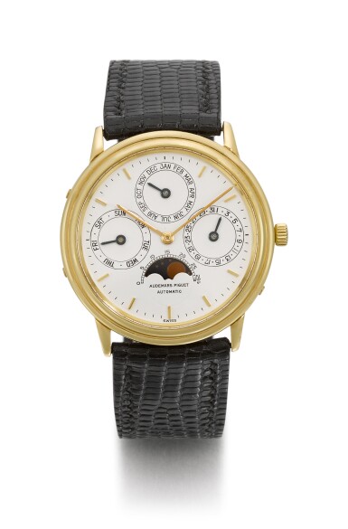 View full screen - View 1 of Lot 201. AUDEMARS PIGUET | REFERENCE BA5548 YELLOW GOLD PERPETUAL CALENDAR WRISTWATCH WITH MOON PHASES CIRCA 1981.