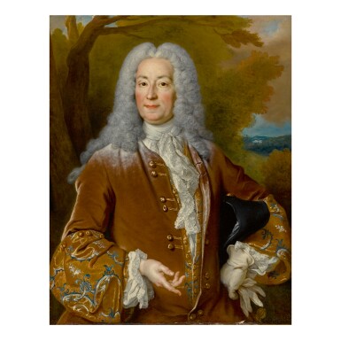 View full screen - View 1 of Lot 81. NICOLAS DE LARGILLIERRE | PORTRAIT OF NOBLEMAN WITH A POWDERED WIG.