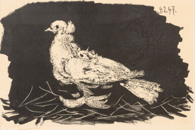 View full screen - View 1 of Lot 420. PABLO PICASSO | PIGEON BLANC FOND NOIR (B. 420; M. 65).