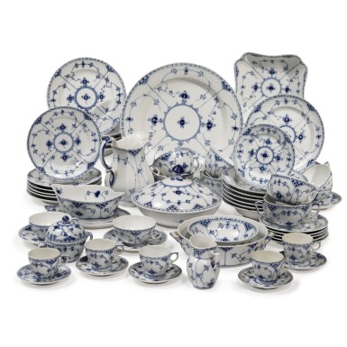 View full screen - View 1 of Lot 318. A Royal Copenhagen 'Blue Fluted Half Lace' part dinner, dessert, tea and coffee service, Modern.