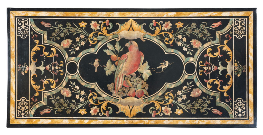 View full screen - View 1 of Lot 2. A scagliola top, Firenze, late 17th century, attributed to Lorenzo Bonuccelli | Plateau en scagliola, travail florentin de la fin du XVIIème siècle attribué à Lorenzo Bonuccelli.