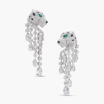 Pair of Onyx, Emerald and Diamond ‘Panthère’ Pendent Earrings