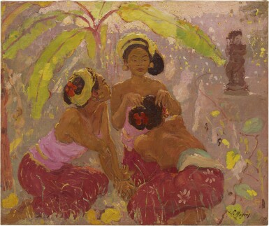 View full screen - View 1 of Lot 1057. ADRIEN-JEAN LE MAYEUR DE MERPRÈS 勒邁耶 | BALINESE MAIDENS IN THE GARDEN 園中峇里女子.