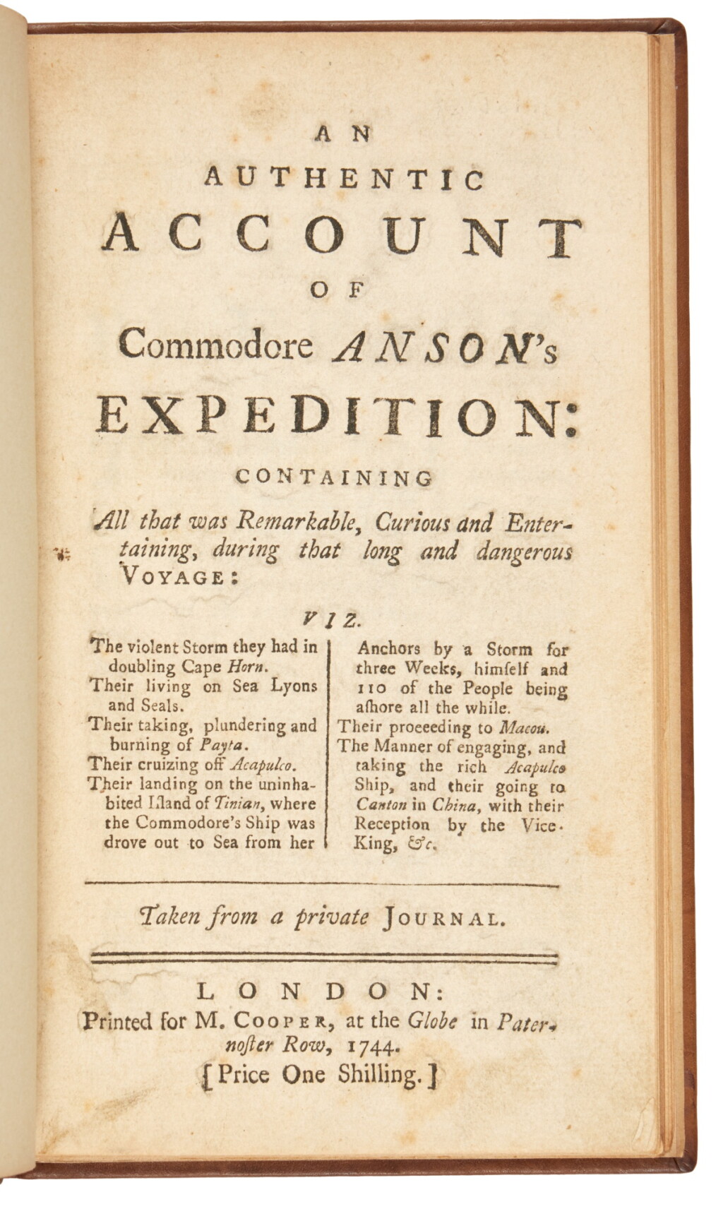 View full screen - View 1 of Lot 10. (Anson, George) | The "extremely rare" first account of Anson's voyage.