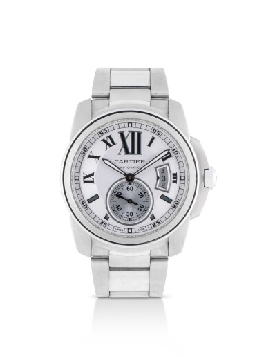 View full screen - View 1 of Lot 58. CARTIER | CALIBRE DE CARTIER, REF 3389 STAINLESS STEEL WRISTWATCH WITH DATE AND BRACELET CIRCA 2011.