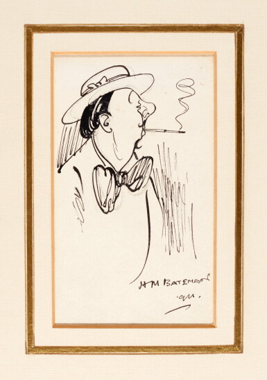 View full screen - View 1 of Lot 207. BATEMAN | Gentleman Smoking a cigarette, original drawing, 1911.