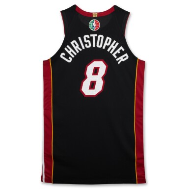 View full screen - View 1 of Lot 111. Josh Christopher ‘Mexico City Games’ Miami Heat 2024-2025 Game Issued Icon Edition Jersey.