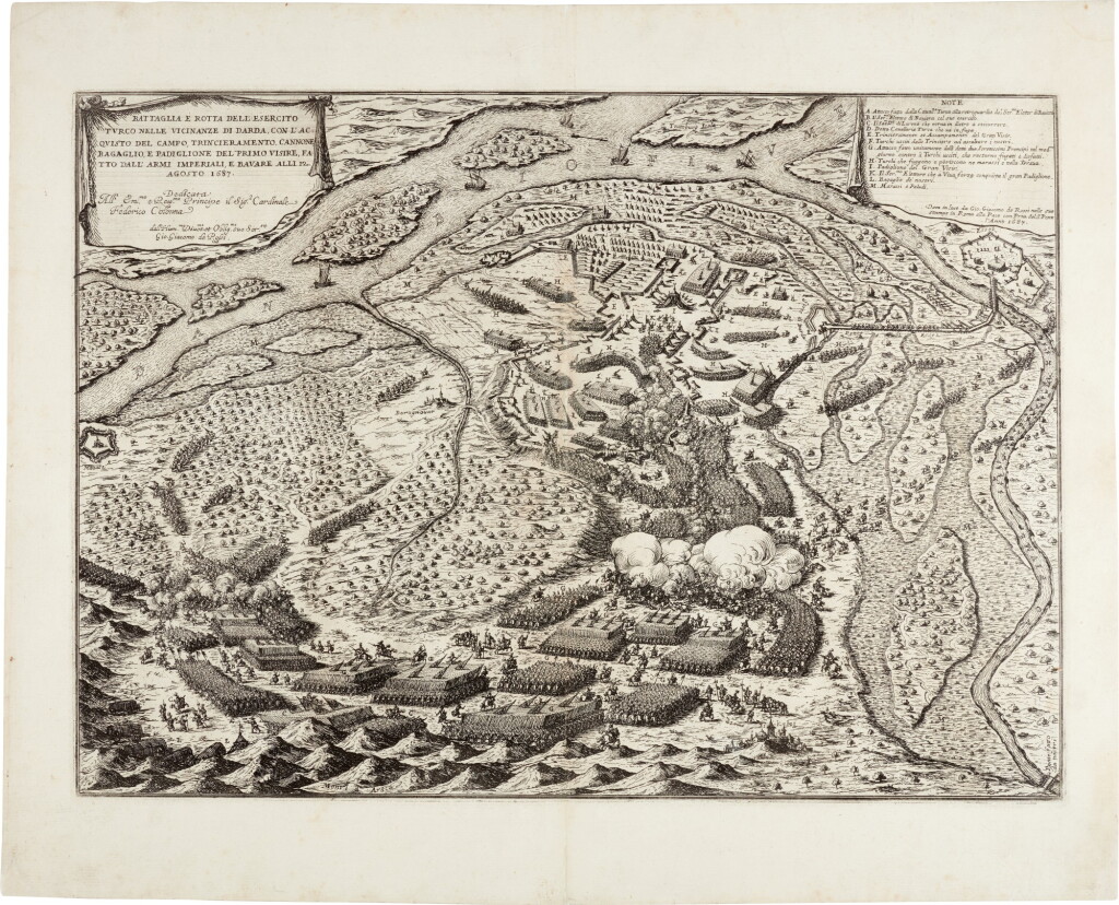 View full screen - View 1 of Lot 118. Great Turkish War—Giovanni Giacomo de Rossi | Battaglia É Rotta Dell' Esercito Turco Nelle Vicinanze Di Darda, 1687.