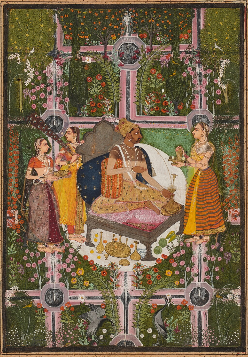 View full screen - View 1 of Lot 42. Rao Jagat Singh of Kota in his garden, attributed to the Hada master, India, Rajasthan, Kota, circa 1660.